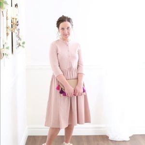 Pink and White striped midi dress